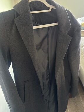 Men's Dark Charcoal Wool-Blend Sport Coat
